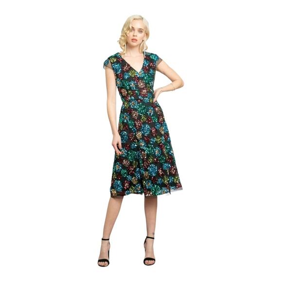 Anthropologie Eva Franco Glenna Sequined Midi Dress Size 8 - Picture 1 of 11